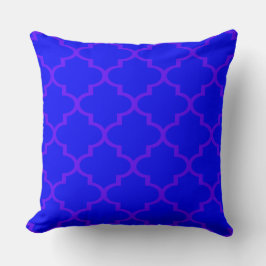 Royal Blue Rosa Quatrefoil Lattice Pillow Kudde