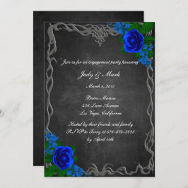 Royal Blue Rose Chalk Board Fall Engagement Party Inbjudningar