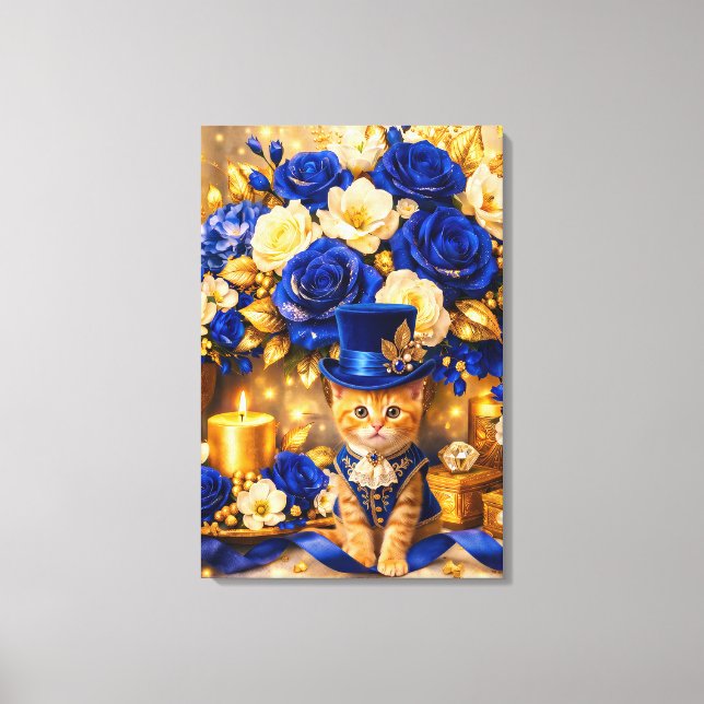 Royal Blue Rose Kitten Canvas (Framsida)