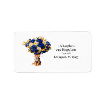 Royal Blue Rose Kitten Returadressetikett
