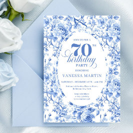 Royal Blue Roses 70th Birthday Invitation Inbjudningar
