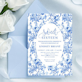 Royal Blue Roses Digital Sweet Sixteen Invitation Inbjudningar