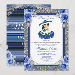 Royal Blue Rosor Quinceañera inbjudan