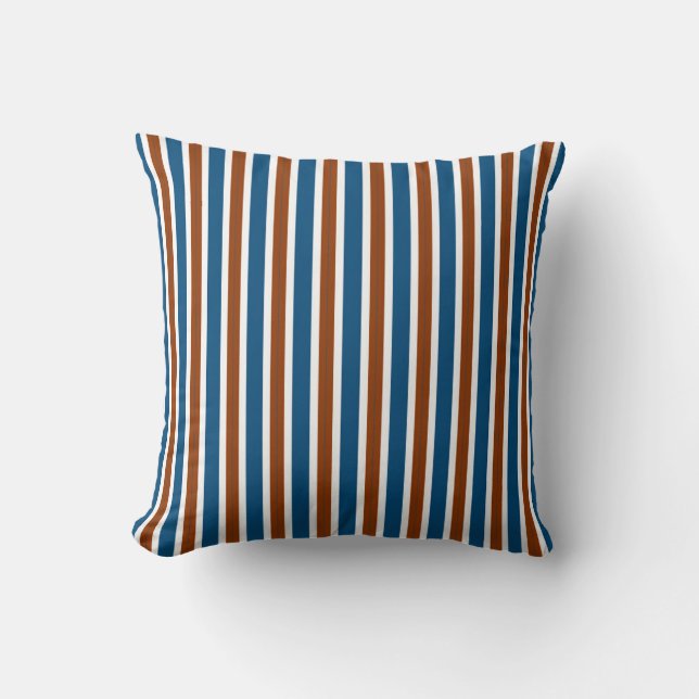 royal blue, rust brown, and crisp white vertical s kudde (Framsida)
