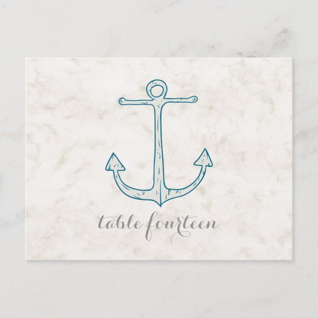 Royal Blue Rustic Anchor-Bordsnummer vykort (Framsida)