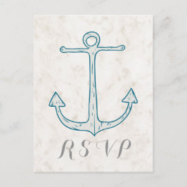 Royal Blue Rustic Anchor Bröllop OSA vykort