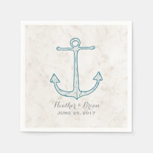 Royal Blue Rustic Anchor Bröllop Pappersservett