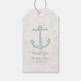Royal Blue Rustic Anchor Bröllop Presentetikett
