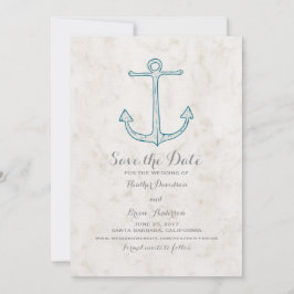 Royal Blue Rustic Anchor Spara datum Inbjudan