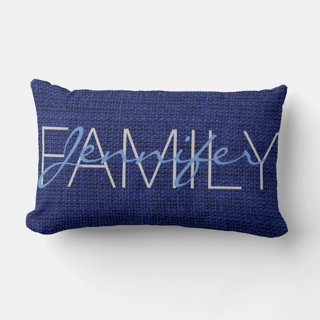 Royal blue Rustic Burlap Monogram Lumbarkudde (Framsida)