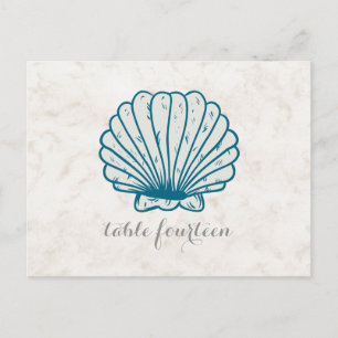 Royal Blue Rustic Seashell Bordsnummer vykort