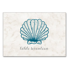 Royal Blue Rustic Seashell Bröllop Bord Bordsnummer