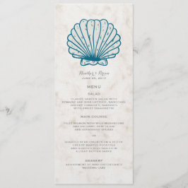 Royal Blue Rustic Seashell Bröllop Menu Meny