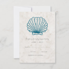 Royal Blue Rustic Seashell Bröllop OSA Card