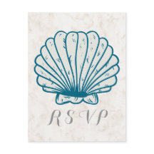 Royal Blue Rustic Seashell Bröllop OSA vykort