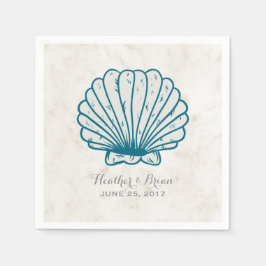 Royal Blue Rustic Seashell Bröllop Pappersservett