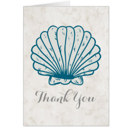 Royal Blue Rustic Seashell Bröllop Tack Hälsningskort