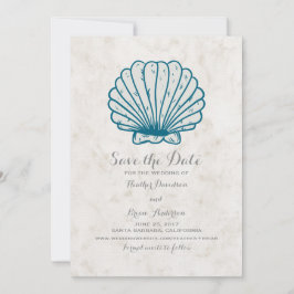 Royal Blue Rustic Seashell Spara datum Inbjudan