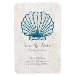 Royal Blue Rustic Seashell Spara datum Magnet