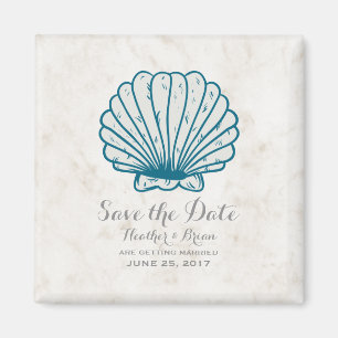Royal Blue Rustic Seashell Spara datum Magnet