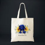 Royal Blue Rustic Solros Bridesmaid-gåva Tygkasse<br><div class="desc">Elegant och den moderna landsbyggsbröllopet bridesmaid-gåva till väskan har stark gult solros,  Royal blå peonier,  baby andedräkt,  gipsoftabilt blommigt ram / andedräkt med eukalyptus löv. Hitta fler matchande utformningar och variationer från min "blissweddingpaperie"-butik. Och kontakta mig gärna för ytterligare anpassning eller matchning av objekt.</div>