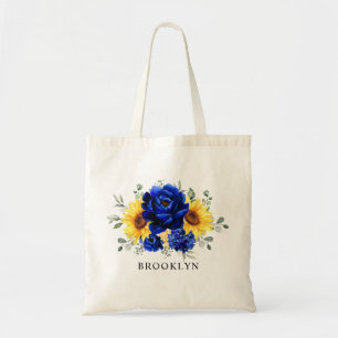 Royal Blue Rustic Solros Bridesmaid-gåva Tygkasse