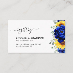 Royal Blue Rustic Solros Bröllop register Tilläggskort