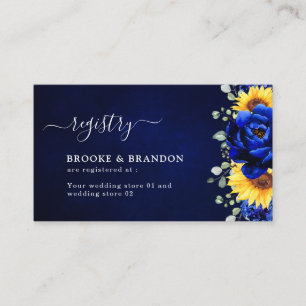Royal Blue Rustic Solros Bröllop Registry Enclo Tilläggskort