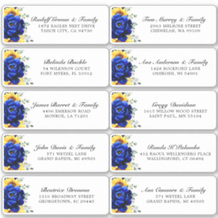 Royal Blue Rustic Solros Modern Blommigt Bröllop Klistermärken