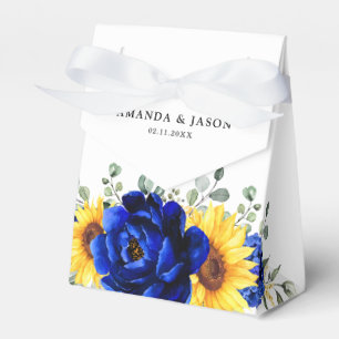Royal Blue Rustic Solros Modern Blommigt Bröllop Presentaskar