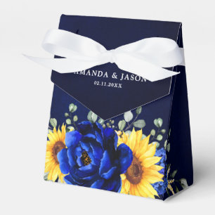 Royal Blue Rustic Solros Modern Blommigt Bröllop Presentaskar