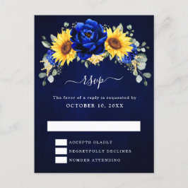 Royal Blue Rustic Solros Modern Blommigt OSA Pos Vykort