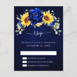 Royal Blue Rustic Solros Modern Blommigt OSA Pos Vykort