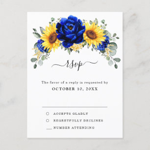 Royal Blue Rustic Solros Modern Blommigt OSA Vykort