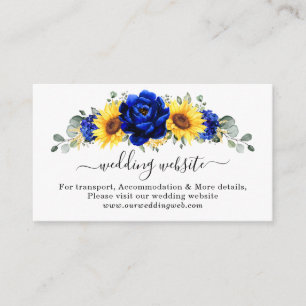Royal Blue Rustic Solros Modern Bröllop webbplats Tilläggskort