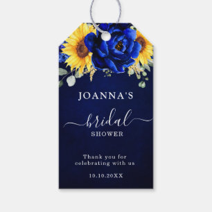 Royal Blue Rustic Solros Modern Möhippa G Presentetikett