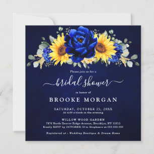 Royal Blue Rustic Solros Modern Möhippa I Inbjudningar
