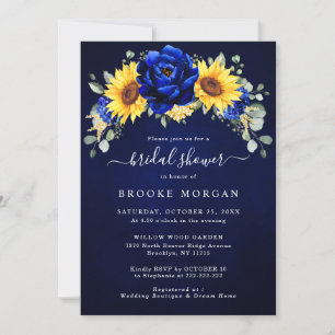 Royal Blue Rustic Solros Modern Möhippa I Inbjudningar