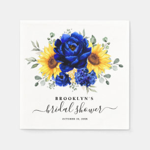 Royal Blue Rustic Solros Modern Möhippa Pappersservett