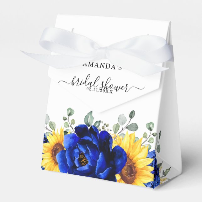 Royal Blue Rustic Solros Modern Möhippa Presentaskar (Framsidan Sidan)