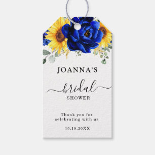 Royal Blue Rustic Solros Modern Möhippa Presentetikett