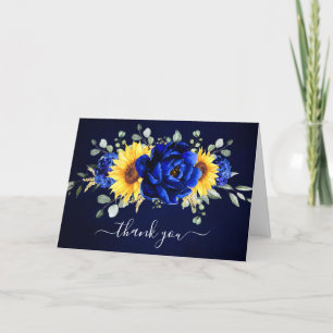 Royal Blue Rustic Solros Modern Möhippa T Tack Kort