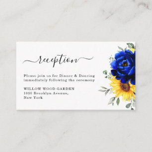 Royal Blue Rustic Solrosbröllop Mottagning Tilläggskort