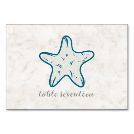 Royal Blue Rustic Starfish Bröllop Bord Bordsnummer