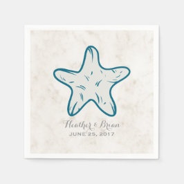 Royal Blue Rustic Starfish Bröllop Pappersservett