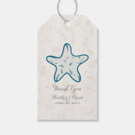 Royal Blue Rustic Starfish Bröllop Presentetikett