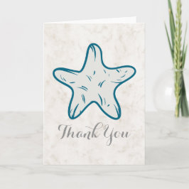 Royal Blue Rustic Starfish Bröllop Tack Kort