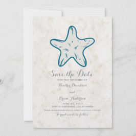Royal Blue Rustic Starfish Spara datum Inbjudan