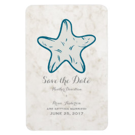 Royal Blue Rustic Starfish Spara datum Magnet
