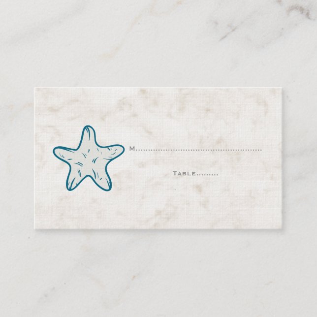 Royal Blue Rustifish Bröllop Place Cards Placeringskort (Framsida)